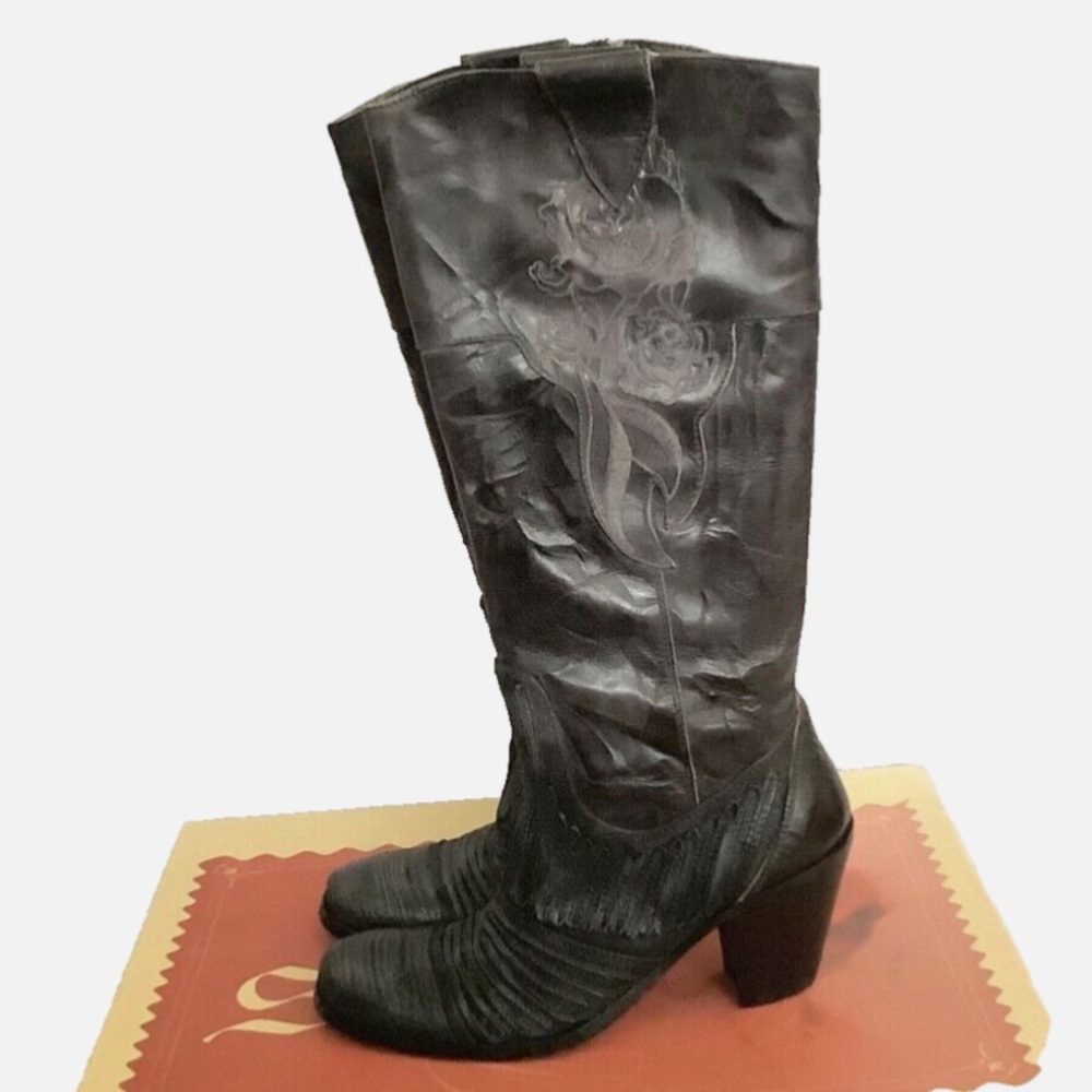 SALE 🎈MARK NASON LEATHER AVORY EMBROIDERED ROCKER BOOTS ITALY Sz 5 fits 5.5 NEW